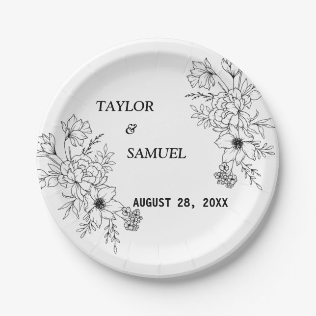 Personalized Boho Wedding Cocktail Paper  Plate (Front)