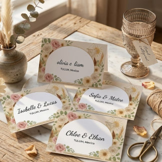 Personalized Boho Wedding Flat Place Cards
