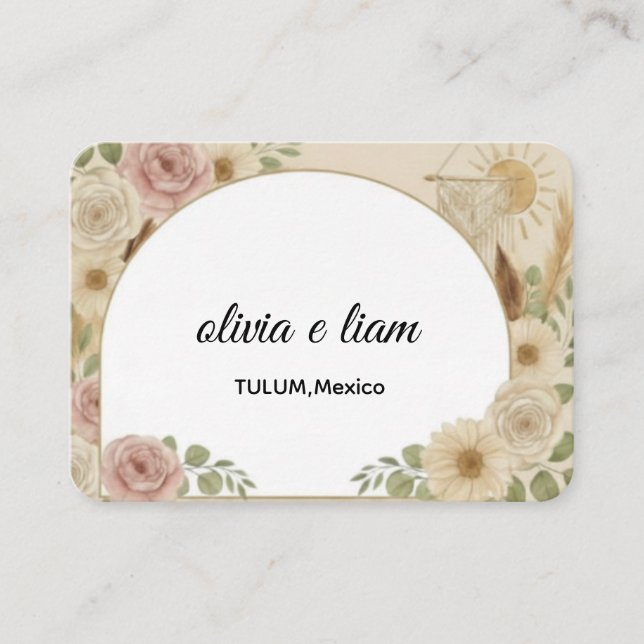 Personalized Boho Wedding Flat Place Cards | Custo (Front)