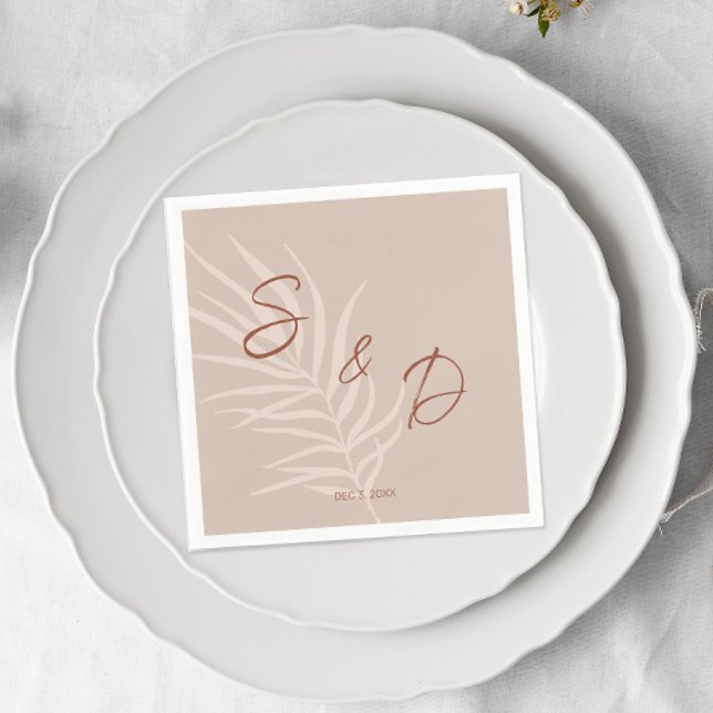 Personalized Boho Wedding Napkin (Monogrammed Boho Terracotta Napkins)