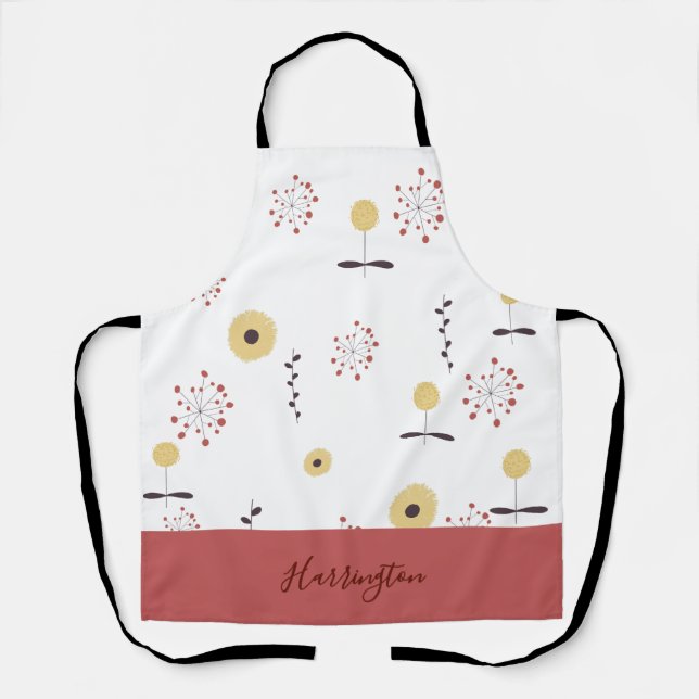Personalized Boho Wildflower  Apron (Front)