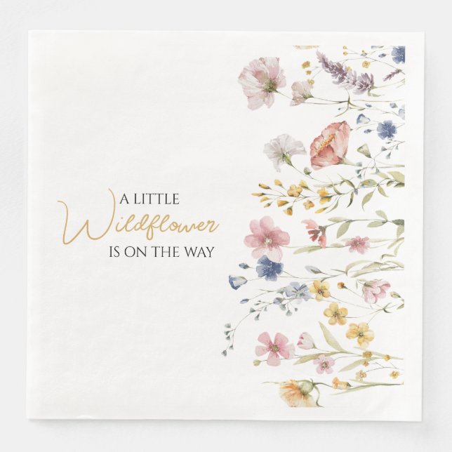 Personalized Boho Wildflower Baby Shower Napkin (Front)