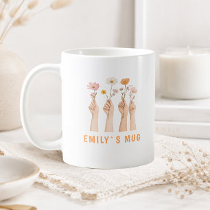 Personalized Boho Wildflower Mug with Name 