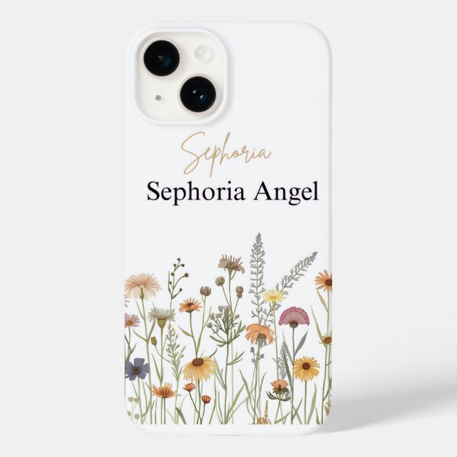 Personalized Boho Wildflower Phone Case Customname (Back)