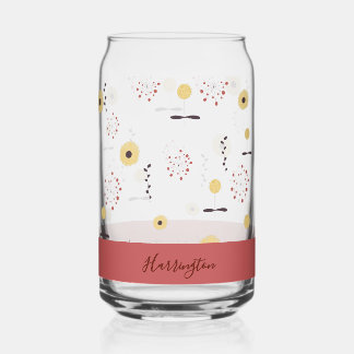 Personalized Boho Wildflower With Custom Name Can Glass