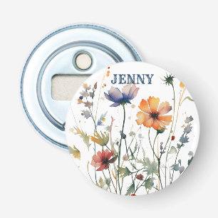 Personalized Boho Wildflowers Wedding Favour Gift Bottle Opener