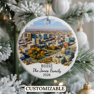 Personalized Boise Ornament, Custom Idaho State Ceramic Ornament