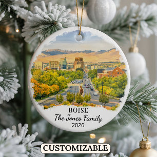 Personalized Boise Ornament, Custom Idaho State Ceramic Ornament