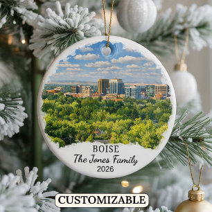 Personalized Boise Ornament, Custom Idaho State Ceramic Ornament