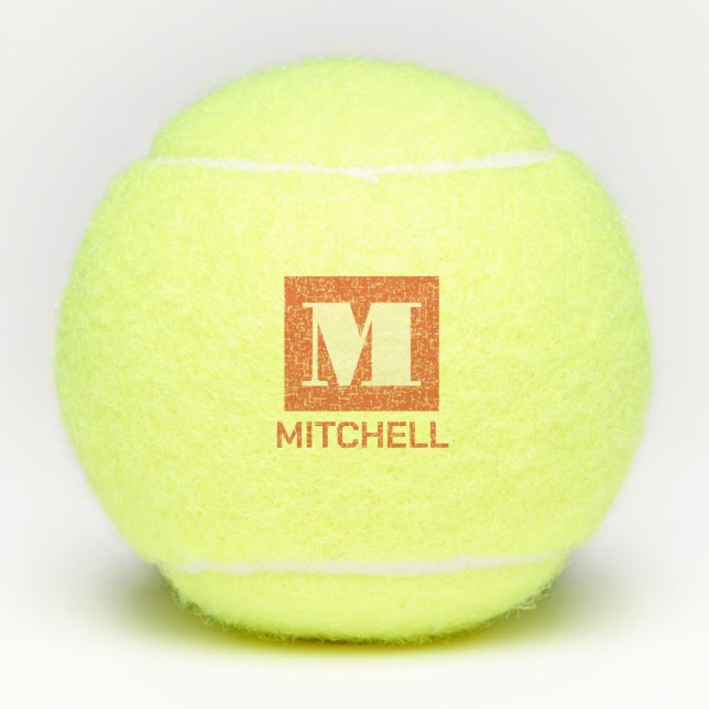 Personalized Bold Initial Clay Court Monogram Name Tennis Balls (Front)