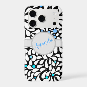 Personalized Bold modern flowers blue teal ombre
