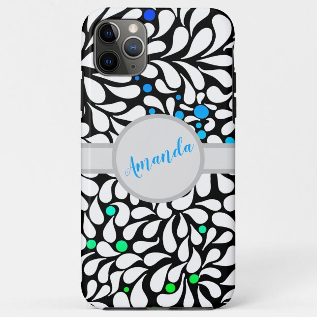 Personalized bold modern flowers blue teal ombre  Case-Mate iPhone case (Back)
