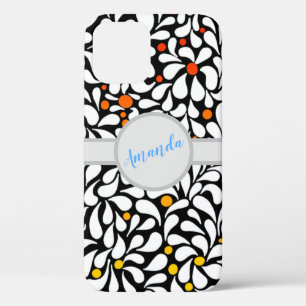 Personalized Bold modern flowers warm ombre iPhone 12 Case