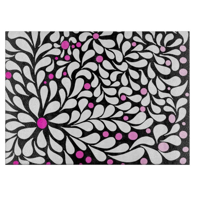 Personalized Bold modern flowers with pink ombre  Cutting Board (Front)
