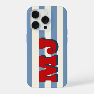 Personalized Bold Monogram, Americana Stripe iPhone 15 Pro Case