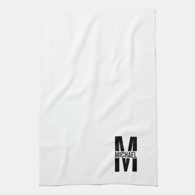 Personalized Bold Monogram and Name Towel (Vertical)