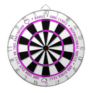 Personalized Bold Purple Fushia B&W Custom Text Dartboard