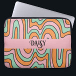 Personalized Bold Retro Abstract Wavy Lines Laptop Sleeve<br><div class="desc">Boho 70's style abstract pink orange green wavy lines laptop case. A 60's and 70's style vibe.</div>