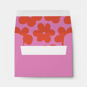 Personalized Bold Retro Pink and Orange Floral Envelope