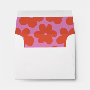 Personalized Bold Retro Pink and Orange Floral Envelope