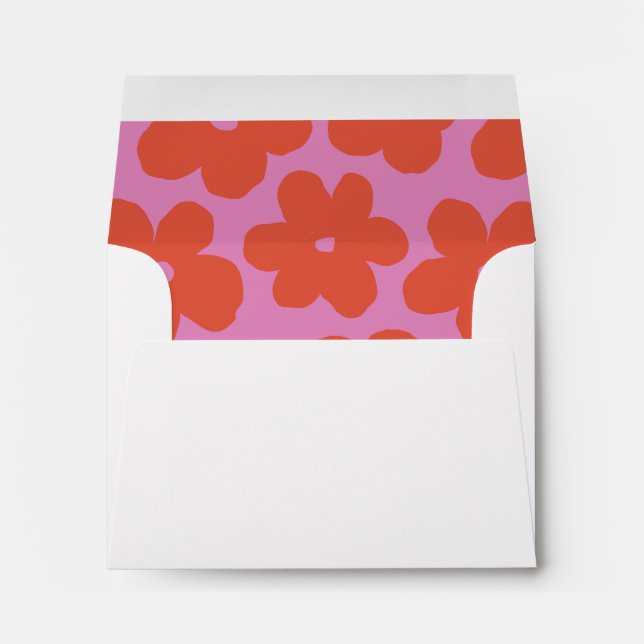 Personalized Bold Retro Pink and Orange Floral Envelope (Back (Bottom))
