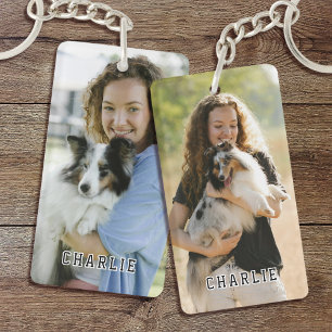 Personalized Bold Typography Dog Photography Photo Keychain