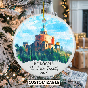 Personalized Bologna Ornament, Italy Ceramic Ornament