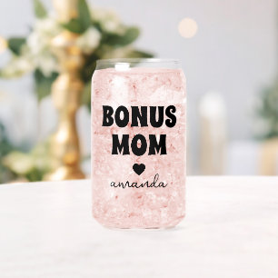 Personalized Bonus Mom Name  Can Glass