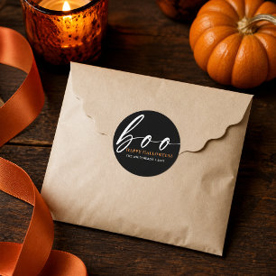 Personalized Boo Happy Halloween Black Classic Round Sticker