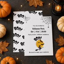 Personalized Boo Witch, Bats & Full Moon Halloween