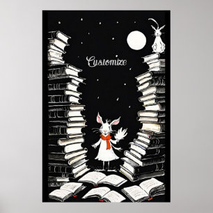 Personalized Book Bunny Poster