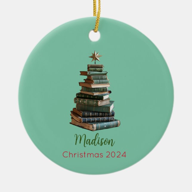 Personalized Book Christmas Tree Ornament (Front)
