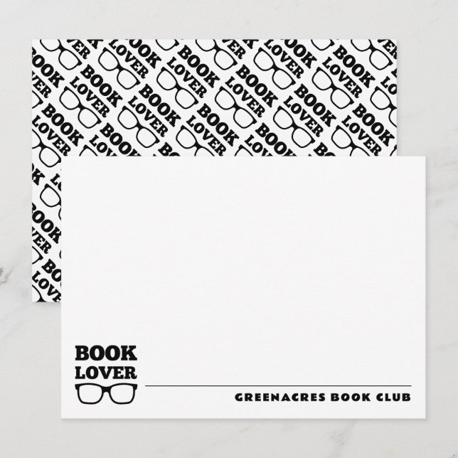 Personalized Book Club Flat Note Card (Front/Back)