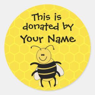 Personalized Book Donation Sticker Honeybee Custom