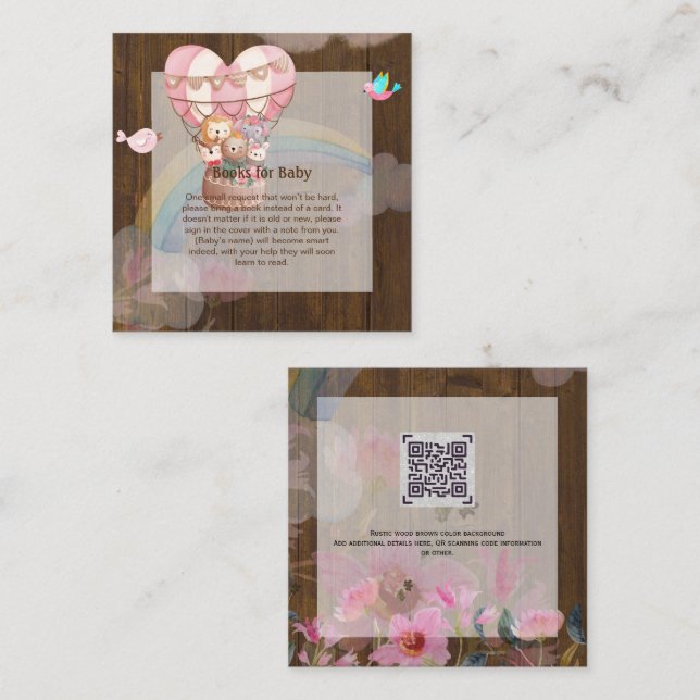 Personalized BOOK for Baby Hot Air Balloon Theme Card (Front/Back)