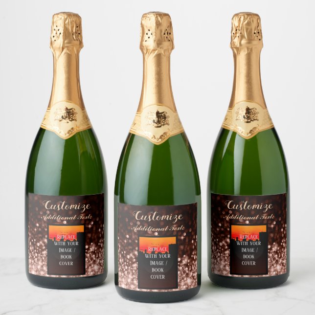 Personalized Book Launch Rose Gold Sparkling Wine Label (Bottles)