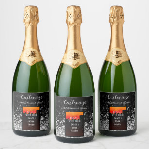 Personalized Book Launch Silver Sparkling Wine Label