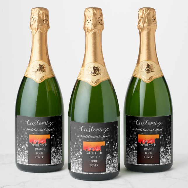 Personalized Book Launch Silver Sparkling Wine Label (Bottles)