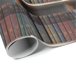 Personalized Book Lover Bookshelf Wrapping Paper