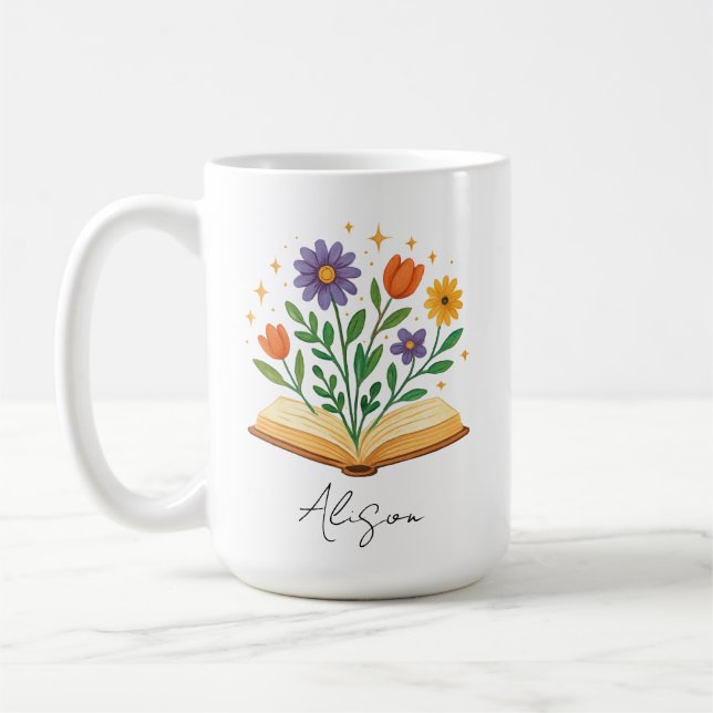 Personalized Book Lover Mug, Custom Gift For Reade Coffee Mug (Left)