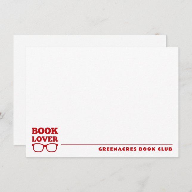 Personalized Book Lover's Book Club Flat Card (Front/Back)