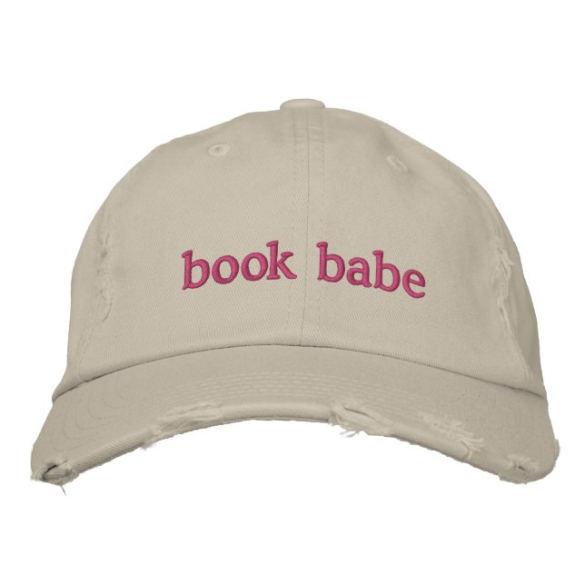 Personalized Book Lovers Bookish Quote Pink Embroidered Hat (Front)