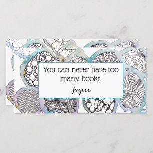 Personalized book mark, mixed media doodle art thank you card