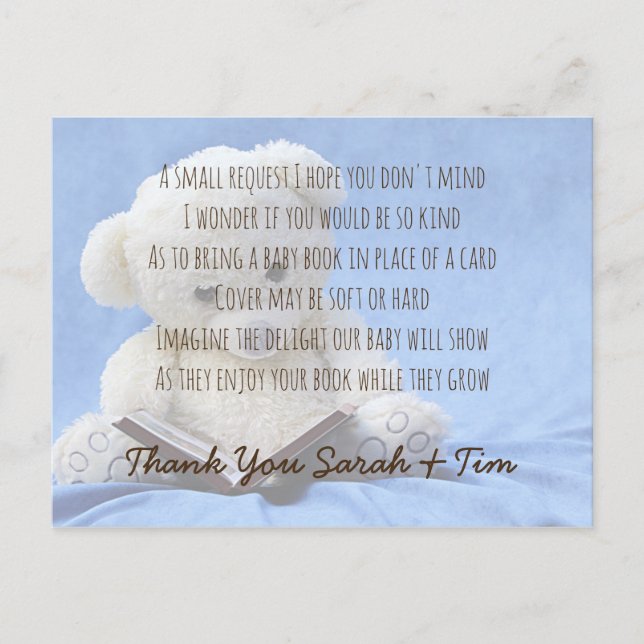 Personalized BOOK Request Poem Card Baby Shower (Front)