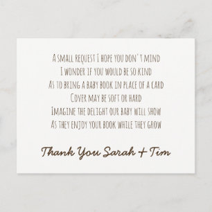 Personalized BOOK Request Poem Card Baby Shower