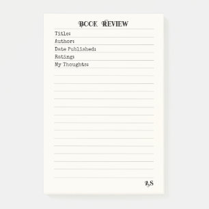 Personalized Book Review 3M Post-it Notes
