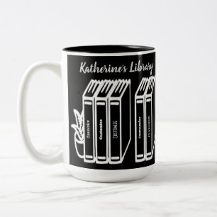 Personalized Book Titles Library Two-Tone Coffee Mug