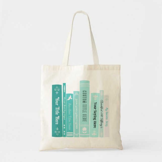 Personalized Book Tote / Shopping Bag (Teal Blue) (Front)