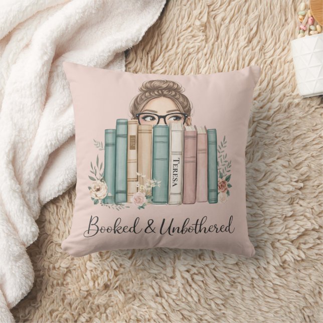 Personalized Booked and Unbothered Book Lover Throw Pillow (Blanket)