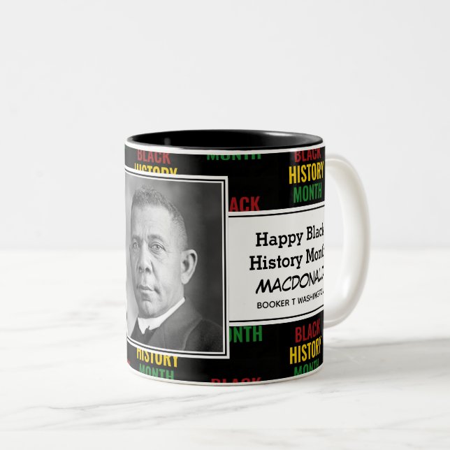 Personalized BOOKER T WASHINGTON Black History Two-Tone Coffee Mug (Front Right)